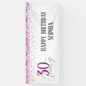 30ハッピーバースデーダークピンクグリッター ガーリー 横断幕 (縦)