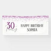 30ハッピーバースデーダークピンクグリッター ガーリー 横断幕 (横)