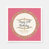 30ハッピーバースデーパーティーお祝いラウンドデコール スタンダードカクテルナプキン (正面)