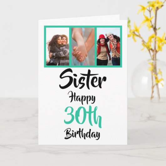 30ハッピーバースデー姉妹写真コラージュカード カード (黄色い花)