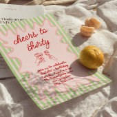 30ハンドドローカラフルドストライプバースデーパーティー 招待状