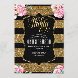 30バースデーパーティ招待状-フローラ金ゴールドのエラー 招待状