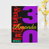 30パーソナライズされた歳の誕生日ポップ・アートのの挨拶状 カード (黄色い花)