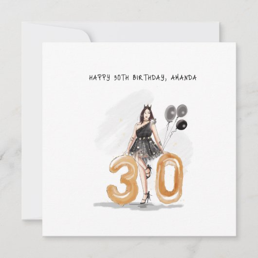 30パーソナライズされた歳、誕生日おめでとう ノートカード (正面)