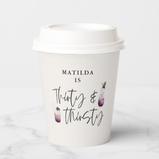 30パープルの誕生日と喉の渇き 紙コップ (正面)