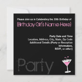 30ピンクの炭を旋回させるカスタム招待状 招待状 (裏面)