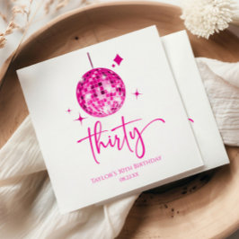 30ピンクディスコボール30歳の誕生日パーティー スタンダードカクテルナプキン