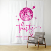 30ピンクディスコボール30歳の誕生日パーティー タペストリー (インサイチュ)