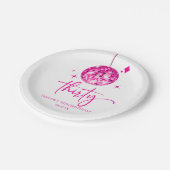 30ピンクディスコボール30歳の誕生日パーティー ペーパープレート (アングル)