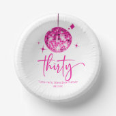 30ピンクディスコボール30歳の誕生日パーティー ペーパーボウル (正面)