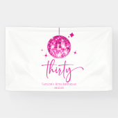 30ピンクディスコボール30歳の誕生日パーティー 横断幕 (横)