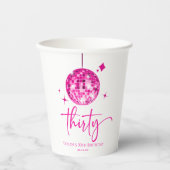 30ピンクディスコボール30歳の誕生日パーティー 紙コップ (正面)