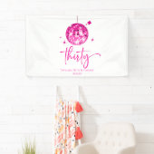 30ピンクディスコボール 30歳誕生日パーティー 横断幕 (インサイチュ)