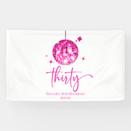 30ピンクディスコボール 30歳誕生日パーティー 横断幕