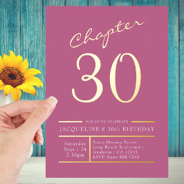 30ピンク30歳の誕生日パーティー金ゴールド 箔招待状