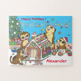 30ピース 名前入 ミーアキャット クリスマス ジグソーパズル