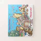 30ピース　名前入　ミーアキャット　クリスマス　 ジグソーパズル (縦)