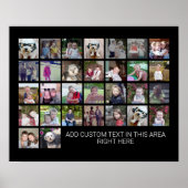 30フォトコラージグリッド – 文字ボックス – 白黒 ポスター (正面)