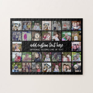 30フォトコラージグリッド – 2文字ボックス – 白黒 ジグソーパズル