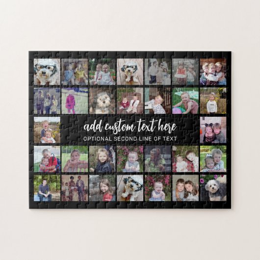 30フォトコラージグリッド – 2文字ボックス – 白黒 ジグソーパズル (横)