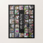 30フォトコラージグリッド – 2文字ボックス – 白黒 ジグソーパズル (縦)