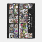 30フォトコラージグリッド – 2文字ボックス – 白黒 フリースブランケット (正面)