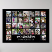 30フォトコラージグリッド – 2文字ボックス – 白黒 ポスター (正面)