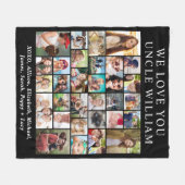 30フォトコラージブラック フリースブランケット (正面(横))