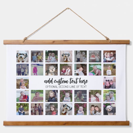 30フォトコラージモンタージュと文字 – ホワイト編集可能 吊り下げ型タペストリー (正面)