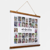 30フォトコラージモンタージュと文字 – ホワイト編集可能 吊り下げ型タペストリー (傾斜あり)