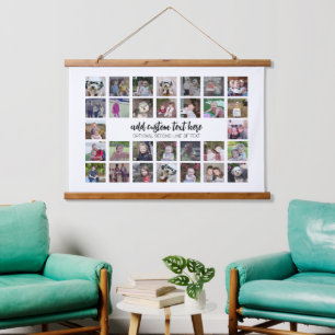 30フォトコラージモンタージュと文字 – ホワイト編集可能 吊り下げ型タペストリー