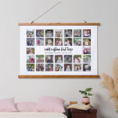 30フォトコラージモンタージュと文字 – ホワイト編集可能 吊り下げ型タペストリー (寝室)