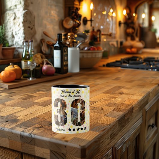 30フォトコラージュマグで繁栄 – 名前をカスタムする ツートーンマグカップ