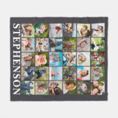 30フォトパーソナライズされたコラージュ灰色 フリースブランケット (正面(横))