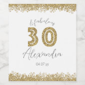 30モダンと素晴らしい金ゴールドギッターパーソナライズされた ワインラベル (シングルラベル)