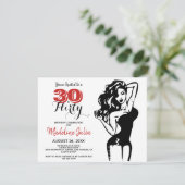 30モダン歳気のあるそぶりをしたと30歳の誕生日ブラック&レッド・インバート 招待状 (スタンド正面)