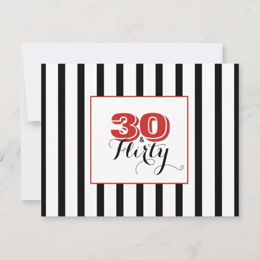 30モダン歳気のあるそぶりをしたと30歳の誕生日ブラック&レッド・インバート 招待状 (裏面)