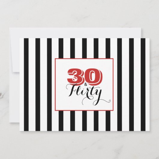 30モダン歳気のあるそぶりをしたと30歳の誕生日ブラック&レッド 招待状 (裏面)