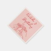 30レトロ手描きピンクレッドマルティーニ誕生日 スタンダードカクテルナプキン (角)