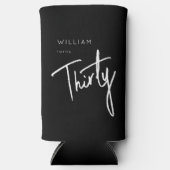 30世モダン30世男子バースデーブラック スリム缶クーラー (正面)