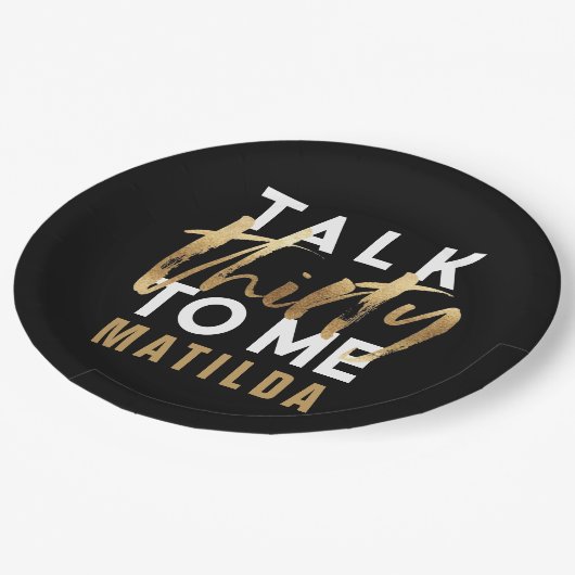 30人を私に写真の金ゴールドタイポグラフィ ペーパープレート (アングル)