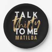 30人を私に写真の金ゴールドタイポグラフィ ペーパープレート (正面)