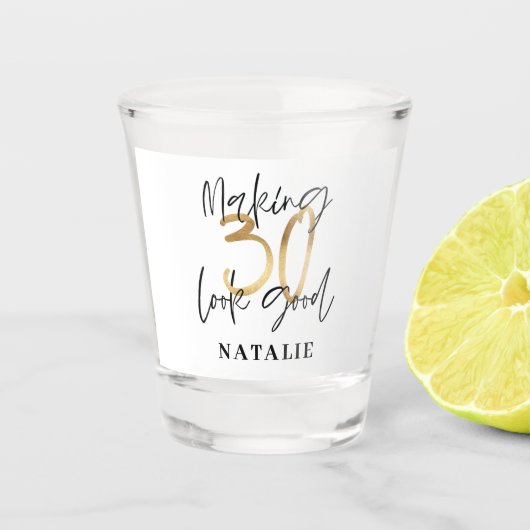 30人を素敵な誕生日パーティーに金ゴールドを送る ショットグラス (正面)