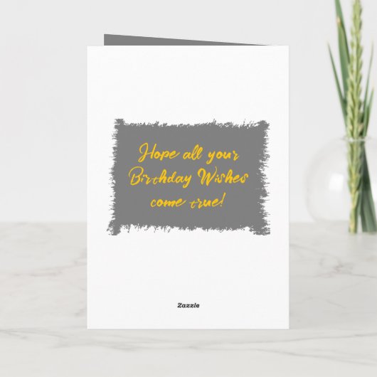 30今日の追加の写真と名前グレー黄色の誕生日 カード (裏面)