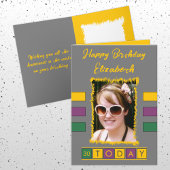 30今日の追加の写真と名前グレー黄色の誕生日 カード