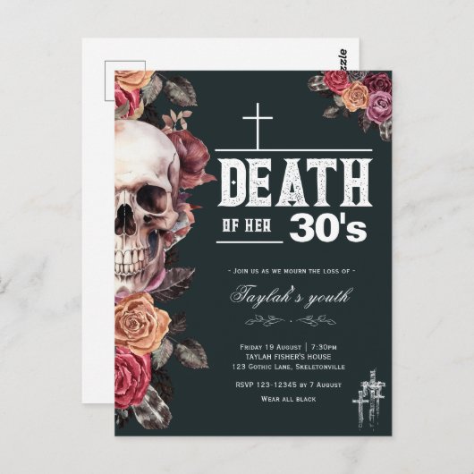 30代から40歳の誕生日の招待状 ポストカード (正面/裏面)