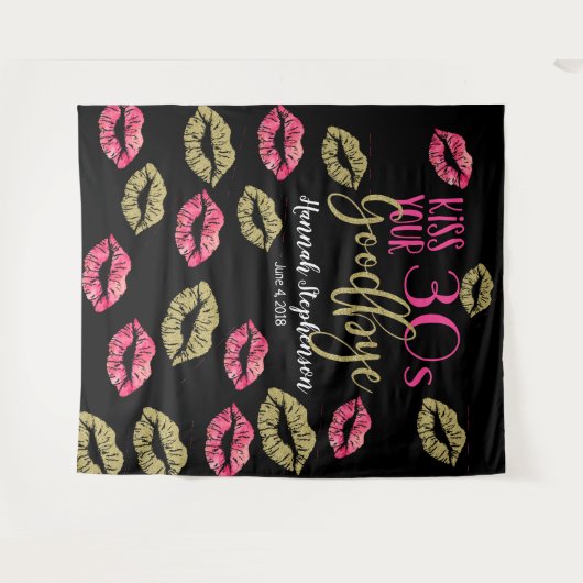 30代とのキスを写真で永遠に バーチャルパーティー小道具 タペストリー (正面(横))