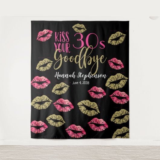 30代とのキスを写真で永遠に バーチャルパーティー小道具 タペストリー (正面)