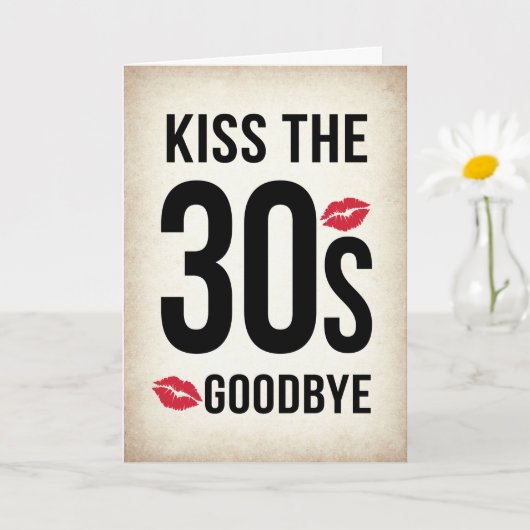 30代にサヨナラ キスでお別れ 40歳の誕生日カード カード (小さな植物)