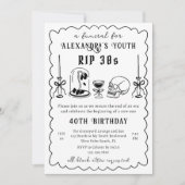 30代にサヨナラ ドゥードル 落書き 40歳の誕生日 招待状 (正面)